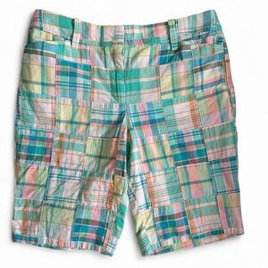 Talbots Madras Chino/Bermuda Perfect Short 9.5“ Pastel Country Club Preppy